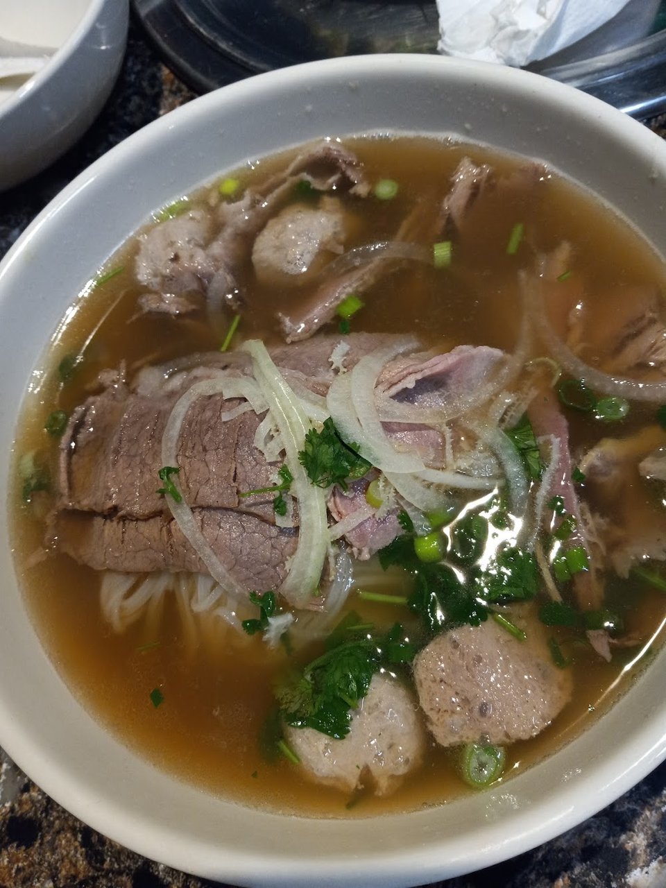 Menu page with pho, sides, and drinks.